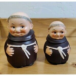 Goebel Friar Tuck Sugar Bowl & Lid Z37 + S183 Mustard Jar West Germany